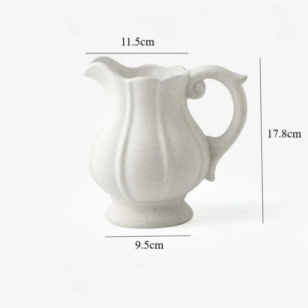 Ready Stock SONDER Ceramic Vase with Handle Modern Farmhouse Pitcher Vase for Home Decor Rustic Pottery Vase Decorative Flower Vase Clay Vase Centerpieces for Living Room