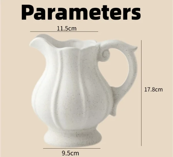 Ready Stock SONDER Ceramic Vase with Handle Modern Farmhouse Pitcher Vase for Home Decor Rustic Pottery Vase Decorative Flower Vase Clay Vase Centerpieces for Living Room