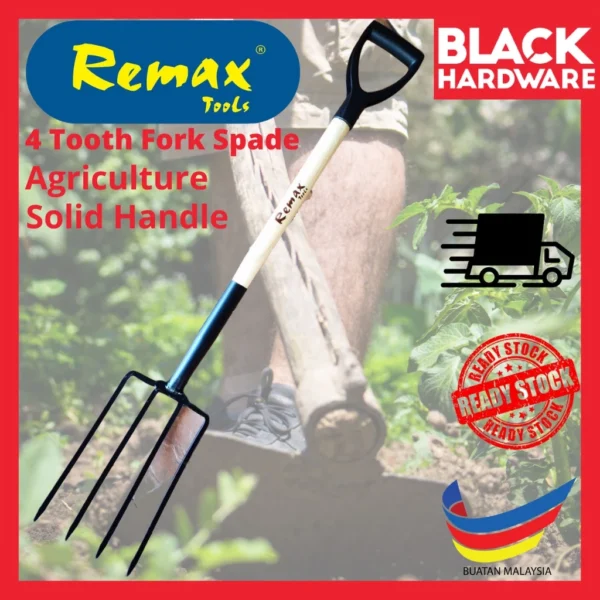 Black Hardware REMAX 4 Teeth Agriculture Farm Plant Fork Changkul Kebun Taman Penyodok Scope Hoe Shade Shovel Spade Tool