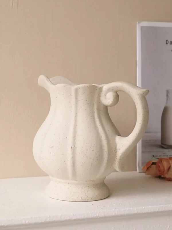 Nordic ins Style Retro Ceramic Vase White Water Bottle Decoration Living Room Desktop Dried Vase