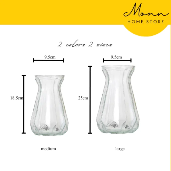READY STOCK MONN 25cm European Style Clear Vase for Home Office Flower Deco Pasu Bunga Lutsinar European