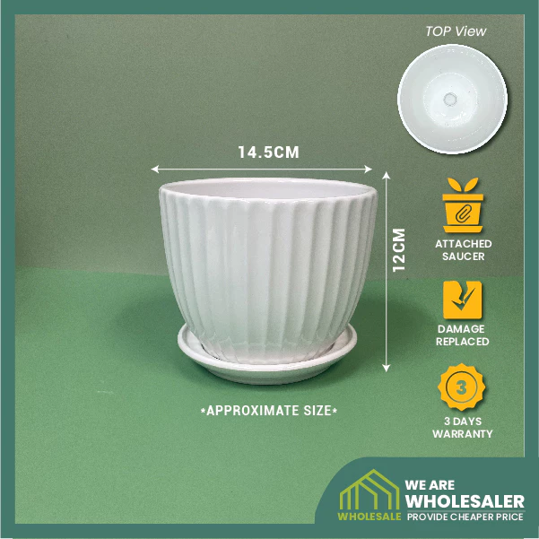 Simplified Style Ceramic Flower Pot Indoor Creative Round Small Ceramic Vase Plant Pasu Bunga Seramik YTX