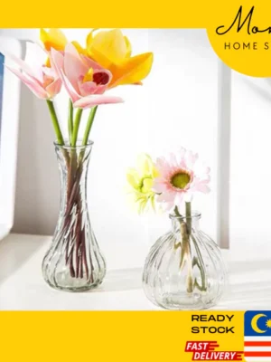 READY STOCK MONN European Minimalist Style Clear Vase for Home Office Flower Deco