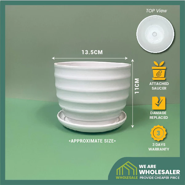 Simplified Style Ceramic Flower Pot Indoor Creative Round Small Ceramic Vase Plant Pasu Bunga Seramik YTX