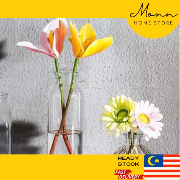 READY STOCK MONN European Minimalist Style Clear Vase for Home Office Flower Deco
