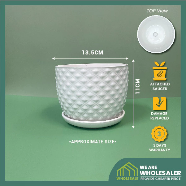 Simplified Style Ceramic Flower Pot Indoor Creative Round Small Ceramic Vase Plant Pasu Bunga Seramik YTX