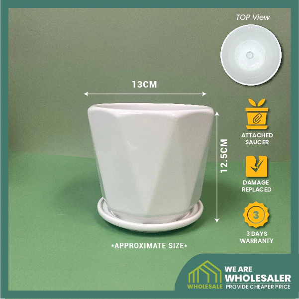 Simplified Style Ceramic Flower Pot Indoor Creative Round Small Ceramic Vase Plant Pasu Bunga Seramik YTX