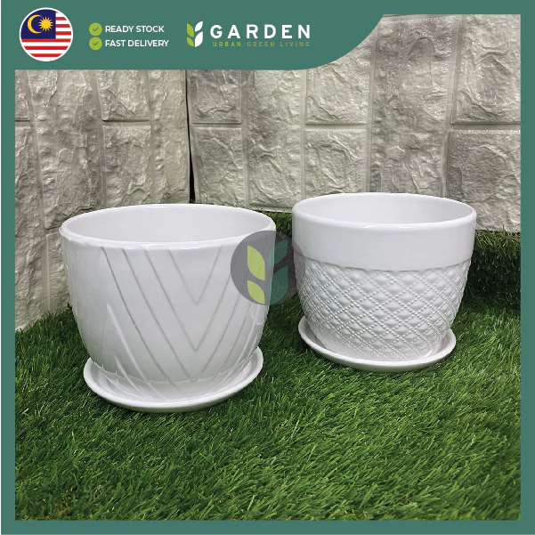 Simplified Style Ceramic Flower Pot Indoor Creative Round Small Ceramic Vase Plant Pasu Bunga Seramik YTX