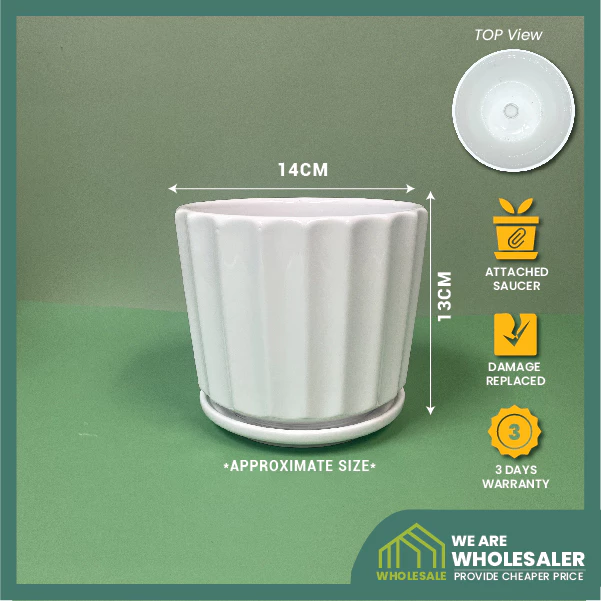 Simplified Style Ceramic Flower Pot Indoor Creative Round Small Ceramic Vase Plant Pasu Bunga Seramik YTX