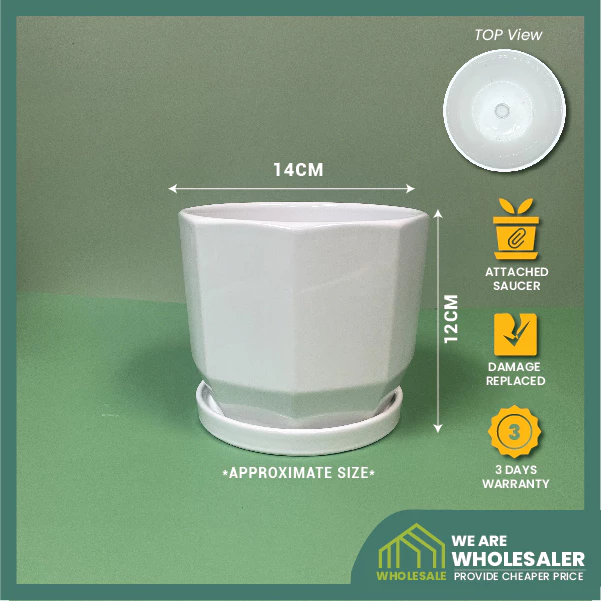 Simplified Style Ceramic Flower Pot Indoor Creative Round Small Ceramic Vase Plant Pasu Bunga Seramik YTX