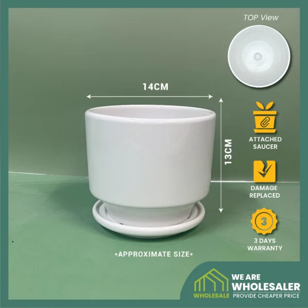 Simplified Style Ceramic Flower Pot Indoor Creative Round Small Ceramic Vase Plant Pasu Bunga Seramik YTX