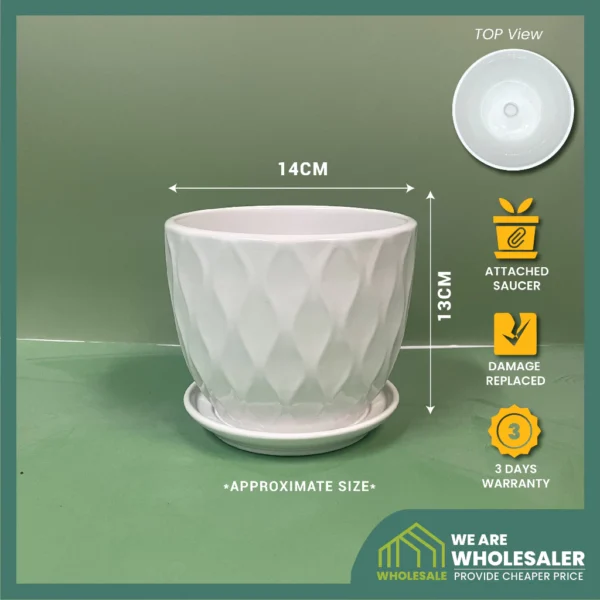 Simplified Style Ceramic Flower Pot Indoor Creative Round Small Ceramic Vase Plant Pasu Bunga Seramik YTX