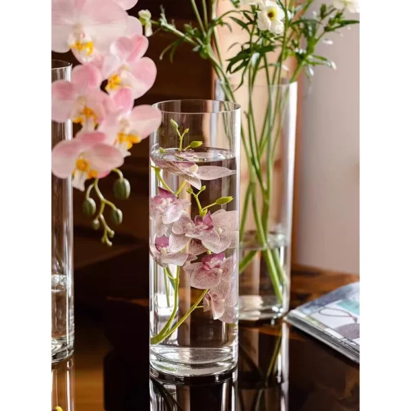 Locaupin Clear Glass Cylinder Vase Floating Candle Holder Vase Decor Vases Clear Vases for Wedding Decorations