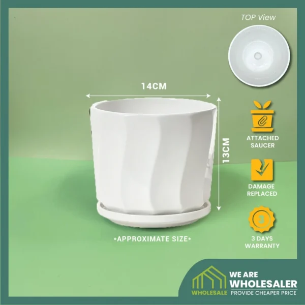 Simplified Style Ceramic Flower Pot Indoor Creative Round Small Ceramic Vase Plant Pasu Bunga Seramik YTX