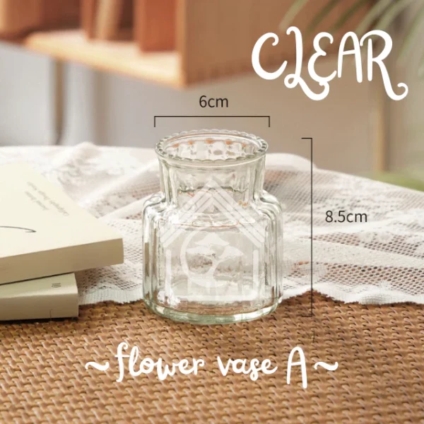 GLASS Nordic Transparent Home Office Display Deco Flower Vase Dry Vase Pasu Kaca Bunga Lut Sinar