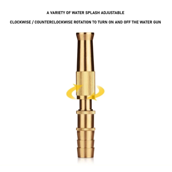 Brass Hose Nozzle High Pressure Adjustable Twist Host Garden Hose Water Jet Sprayer