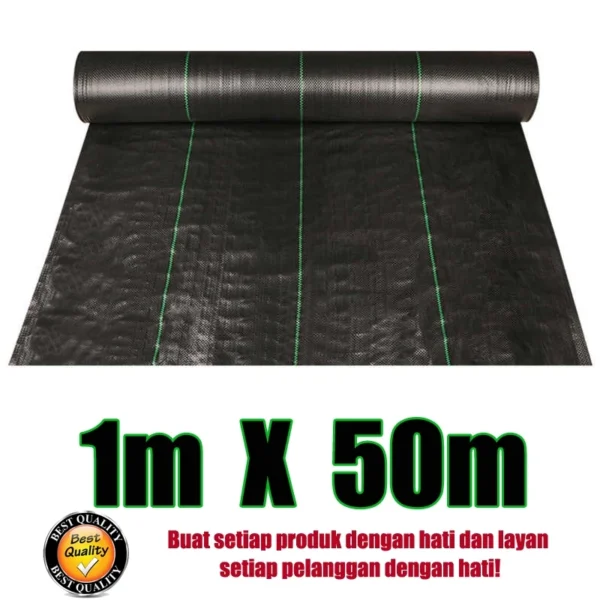 50M 100M Warna Hijau Hitam Weed Control Mat Pertanian Plastic Cover
