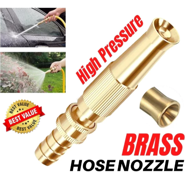 Brass Hose Nozzle High Pressure Adjustable Twist Host Garden Hose Water Jet Sprayer