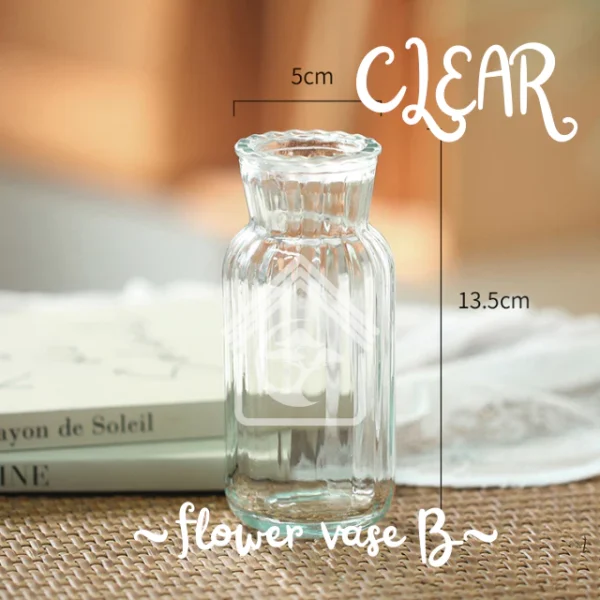 GLASS Nordic Transparent Home Office Display Deco Flower Vase Dry Vase Pasu Kaca Bunga Lut Sinar