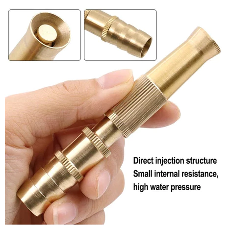 Brass Hose Nozzle High Pressure Adjustable Twist Host Garden Hose Water Jet Sprayer