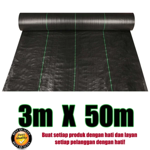 50M 100M Warna Hijau Hitam Weed Control Mat Pertanian Plastic Cover