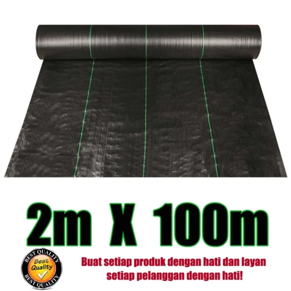 50M 100M Warna Hijau Hitam Weed Control Mat Pertanian Plastic Cover
