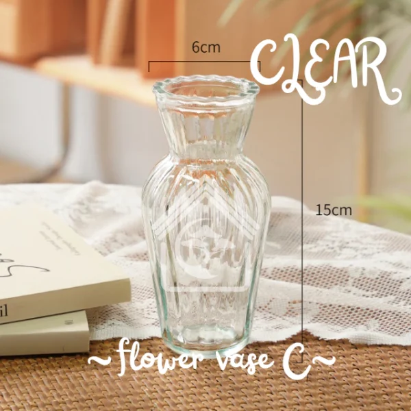 GLASS Nordic Transparent Home Office Display Deco Flower Vase Dry Vase Pasu Kaca Bunga Lut Sinar