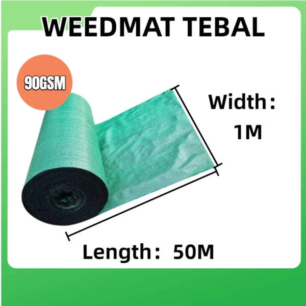 50M 100M Warna Hijau Hitam Weed Control Mat Pertanian Plastic Cover