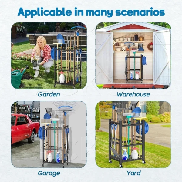 PACKONE Gardening Tool Rack Agricultural Tool Storage Rack Metal Tool Rack alat Suitable For Gardens Warehouses