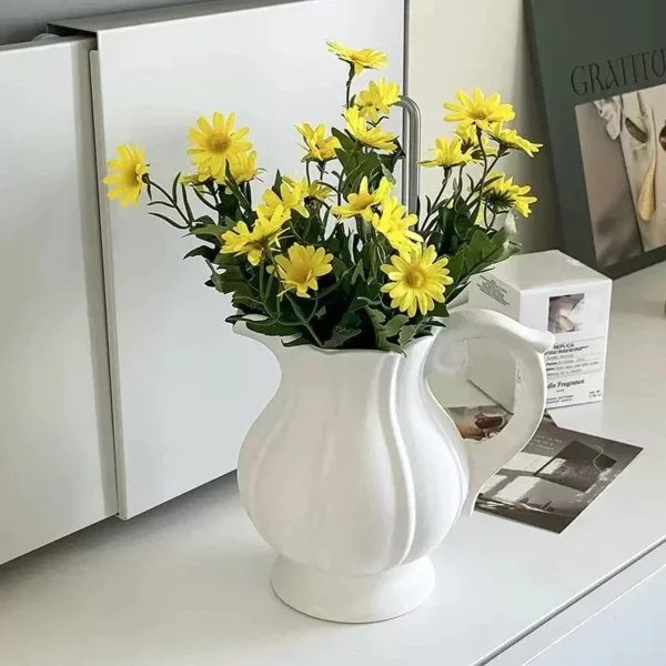 Nordic ins Style Retro Ceramic Vase White Water Bottle Decoration Living Room Desktop Dried Vase