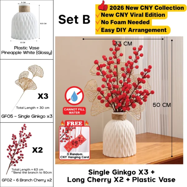 2026 Chinese New Year CNY Set Viral Set Flower Vase CNY Decor Set CNY Flower
