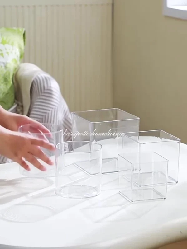 Clear Vase Pasu Plastik Hiasan Transparent Vase Decor Flower Pot