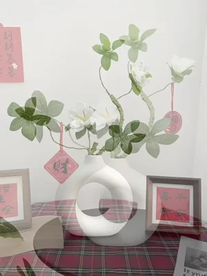 Nordic Vase Plastic Art Modern Vase Imitation Ceramic Flower Vase Home Decoration