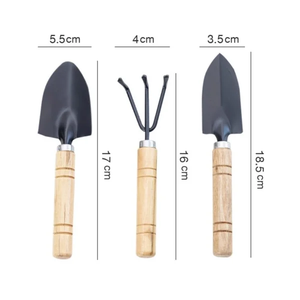 Set Of 3 Gardening Hand Narrow Head Trowel Wooden Handle Garden Tool Shovel