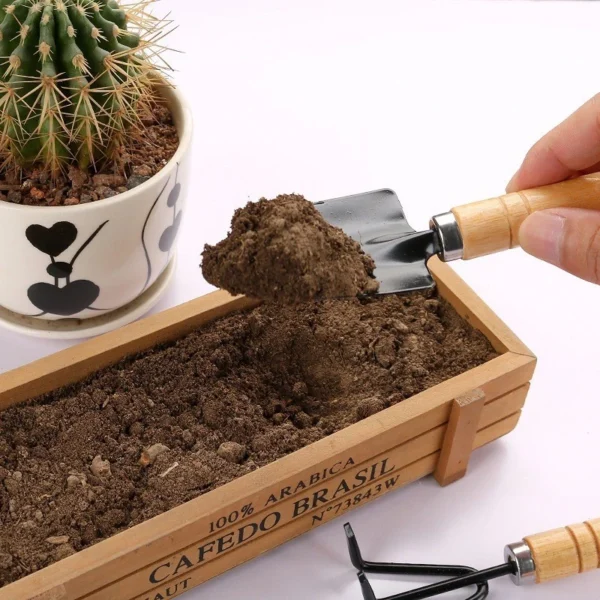 Set Of 3 Gardening Hand Narrow Head Trowel Wooden Handle Garden Tool Shovel