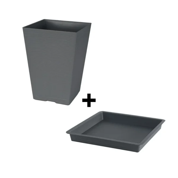 Felton FBL2511 Pasu Bunga Flower Pot W17 x H24cm Dengan Tapak With Saucer White Brown Grey