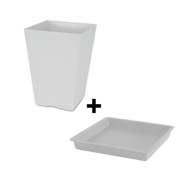 Felton FBL2511 Pasu Bunga Flower Pot W17 x H24cm Dengan Tapak With Saucer White Brown Grey