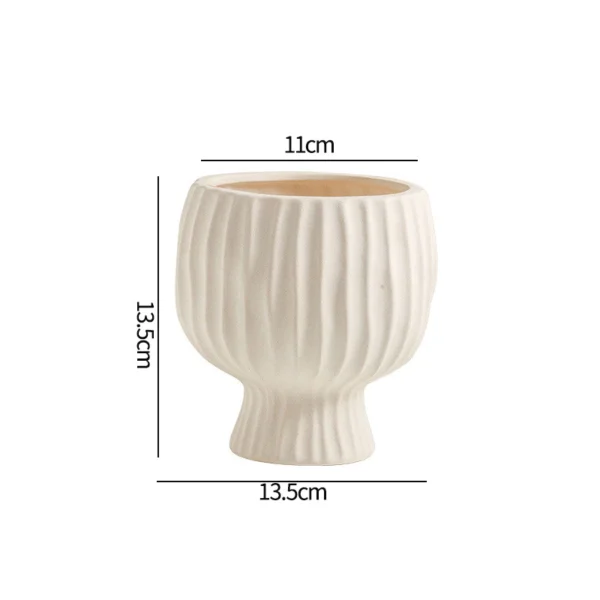 Nordic Flower Vases Shell Shaped Ceramic Vessels Stripe Pattern Vase with Handle