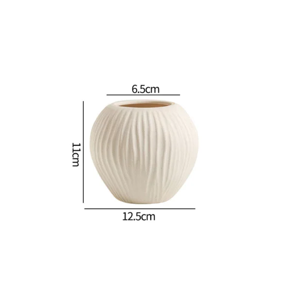 Nordic Flower Vases Shell Shaped Ceramic Vessels Stripe Pattern Vase with Handle