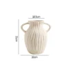 Nordic Flower Vases Shell Shaped Ceramic Vessels Stripe Pattern Vase with Handle