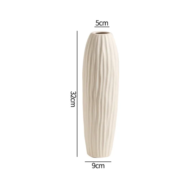 Nordic Flower Vases Shell Shaped Ceramic Vessels Stripe Pattern Vase with Handle