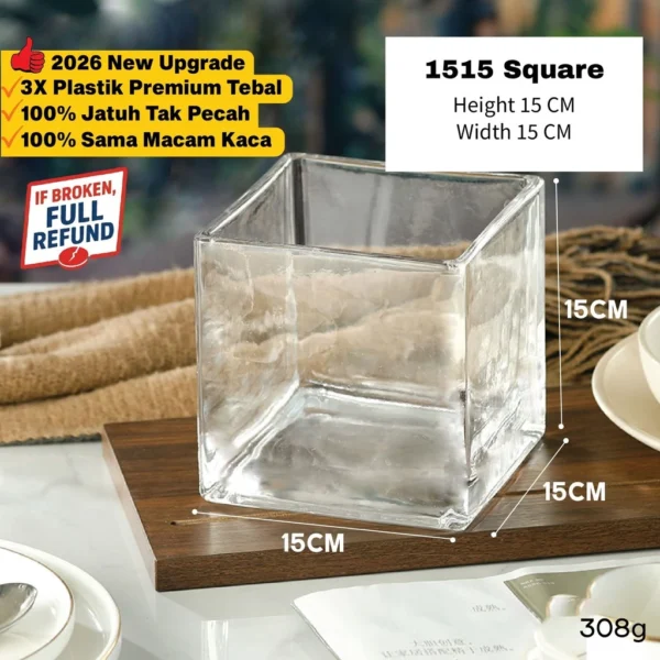 Clear Vase Pasu Plastik Hiasan Transparent Vase Decor Flower Pot