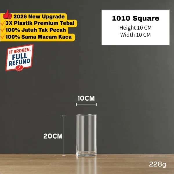 Clear Vase Pasu Plastik Hiasan Transparent Vase Decor Flower Pot