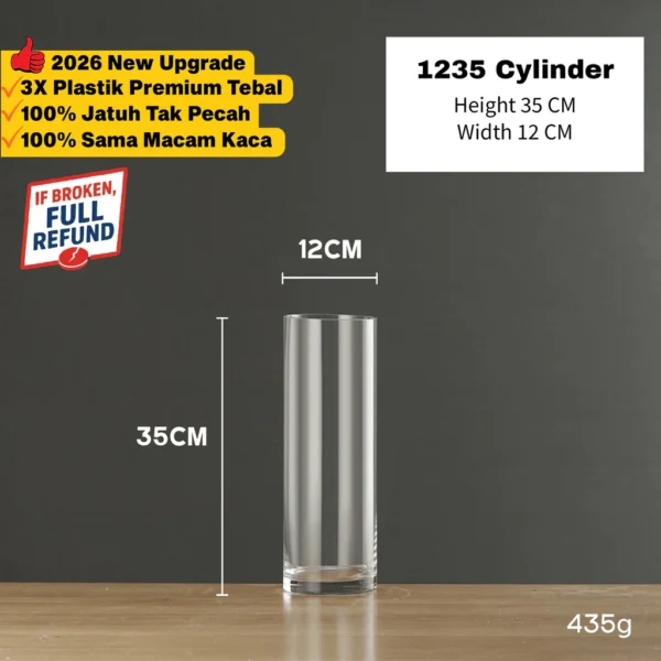 Clear Vase Pasu Plastik Hiasan Transparent Vase Decor Flower Pot