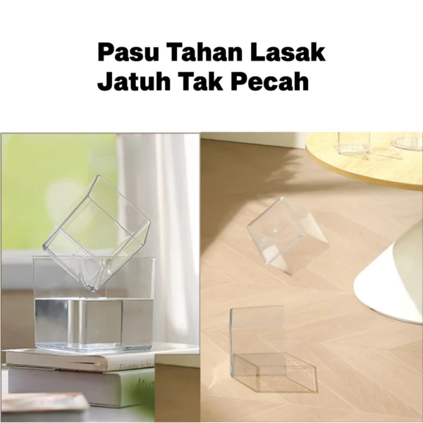 Clear Vase Pasu Plastik Hiasan Transparent Vase Decor Flower Pot