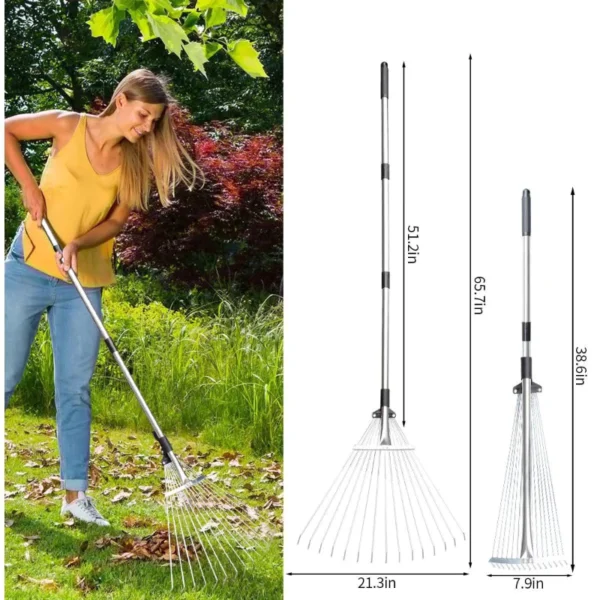 Stainless Steel Leaf Rake Grass Rake Gardening Tool