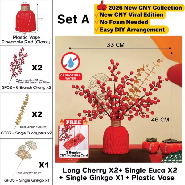 2026 Chinese New Year CNY Set Viral Set Flower Vase CNY Decor Set CNY Flower