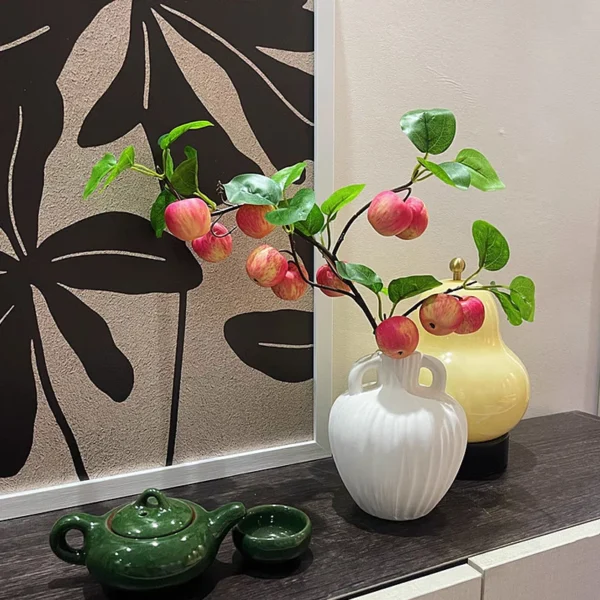 Nordic Flower Vases Shell Shaped Ceramic Vessels Stripe Pattern Vase with Handle