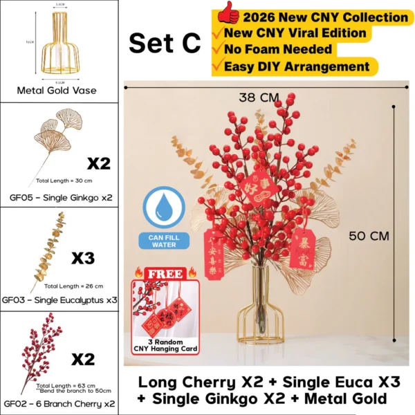 2026 Chinese New Year CNY Set Viral Set Flower Vase CNY Decor Set CNY Flower