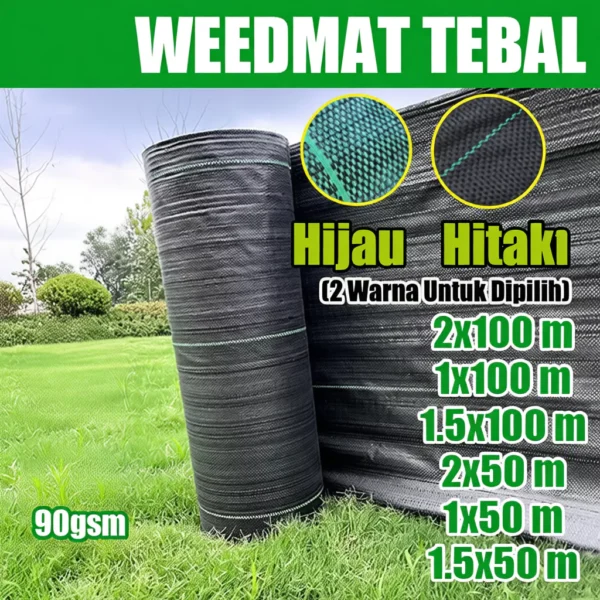 50M 100M Warna Hijau Hitam Weed Control Mat Pertanian Plastic Cover